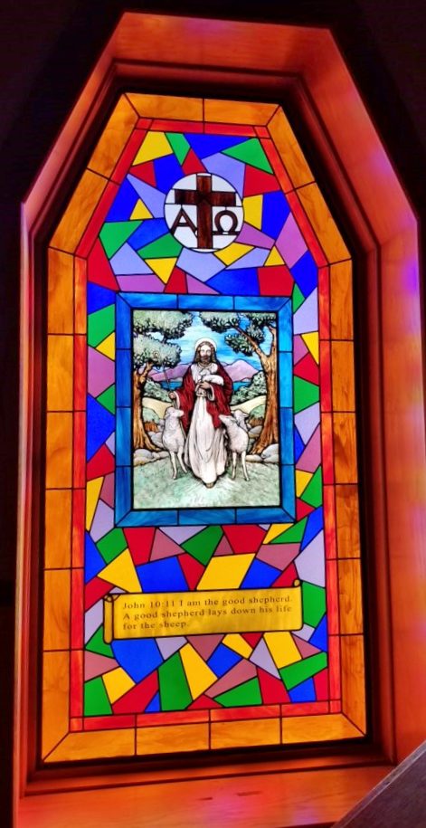 Religious Stained Glass jesus cross