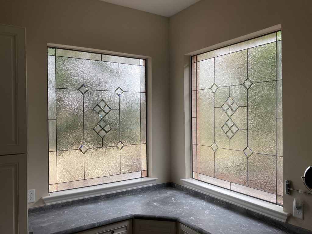 custom leaded glass bathroom